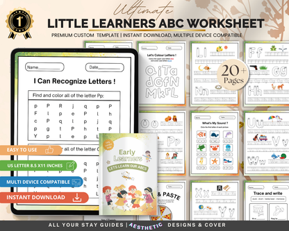 Little Learners ABC Worksheet | Printable Alphabet Tracing & Letter Recognition Activities for Kids