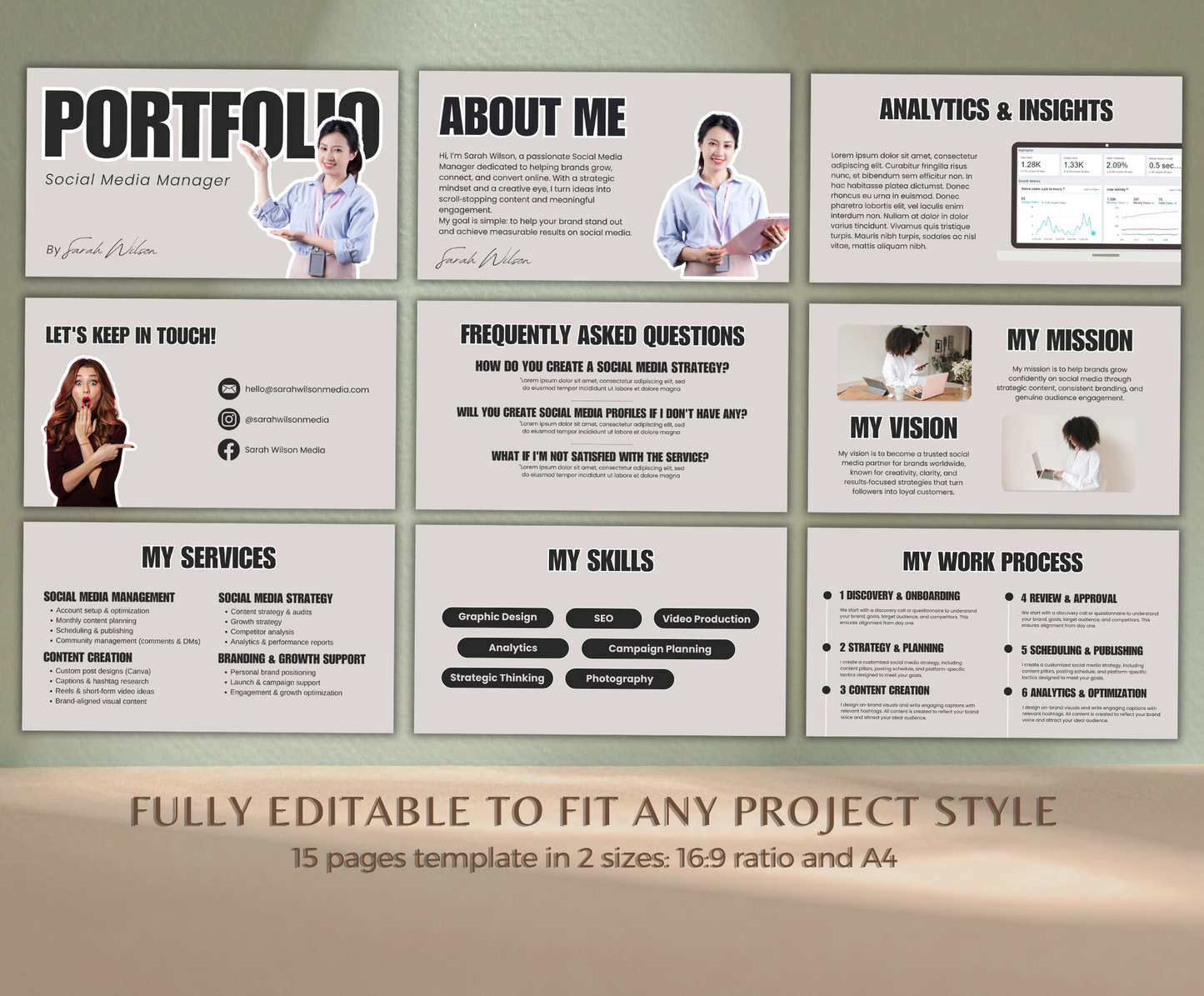 Social Media Portfolio Template | Editable Canva Branding Kit for Creators & Influencers
