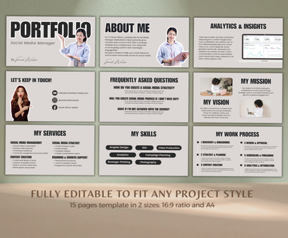 Social Media Portfolio Template | Editable Canva Branding Kit for Creators & Influencers