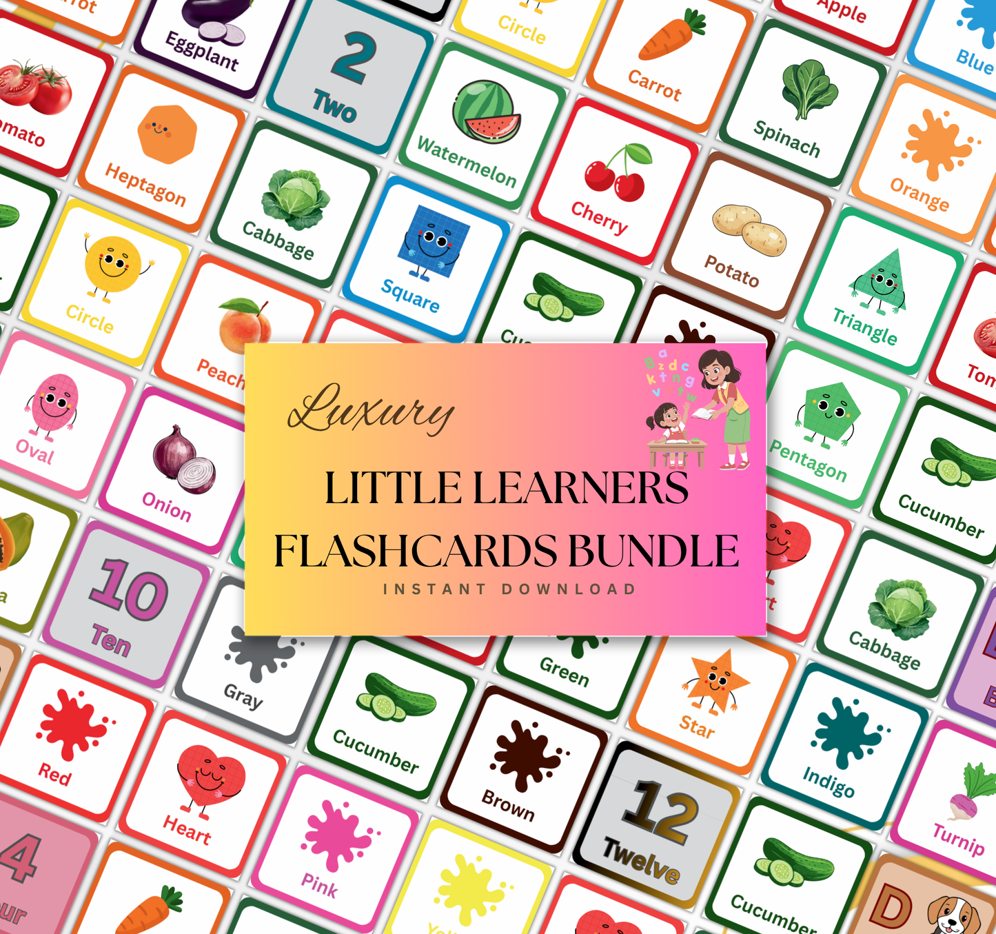 Little Learners Flashcards Bundle | Printable Preschool & Kids Study Cards PDF