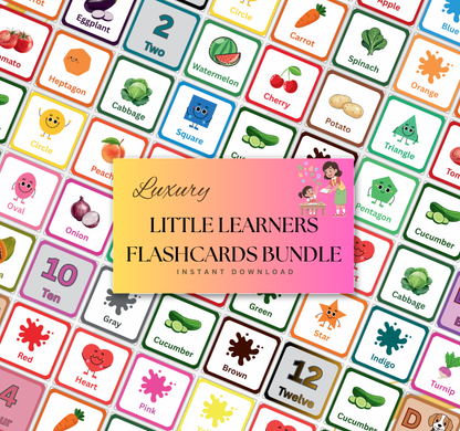 Little Learners Flashcards Bundle | Printable Preschool & Kids Study Cards PDF