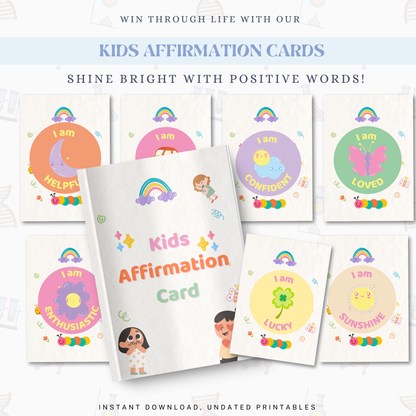 Kids Affirmation Cards PDF | Positive Affirmations for Children, Confidence &amp; Self Esteem Cards, Mindfulness &amp; Emotional Growth Tool