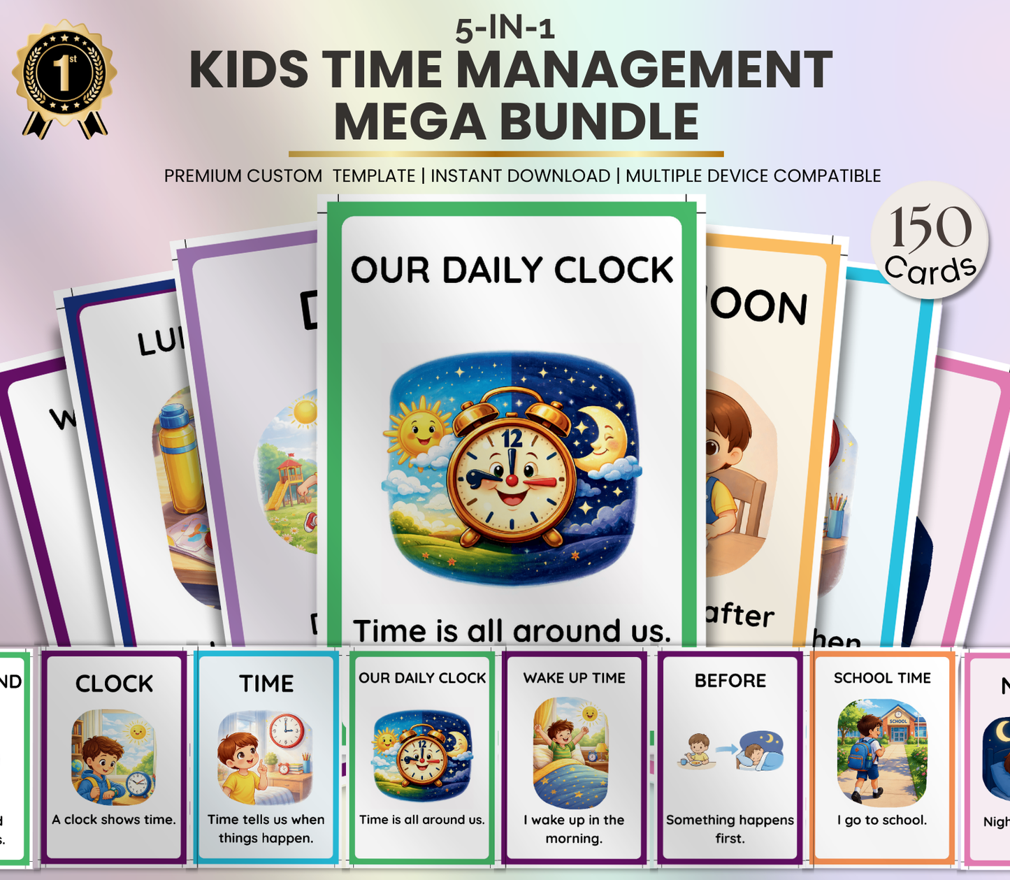 Kids Time Management Mega Bundle | Printable Flashcards for Routine, Productivity & Daily Habits