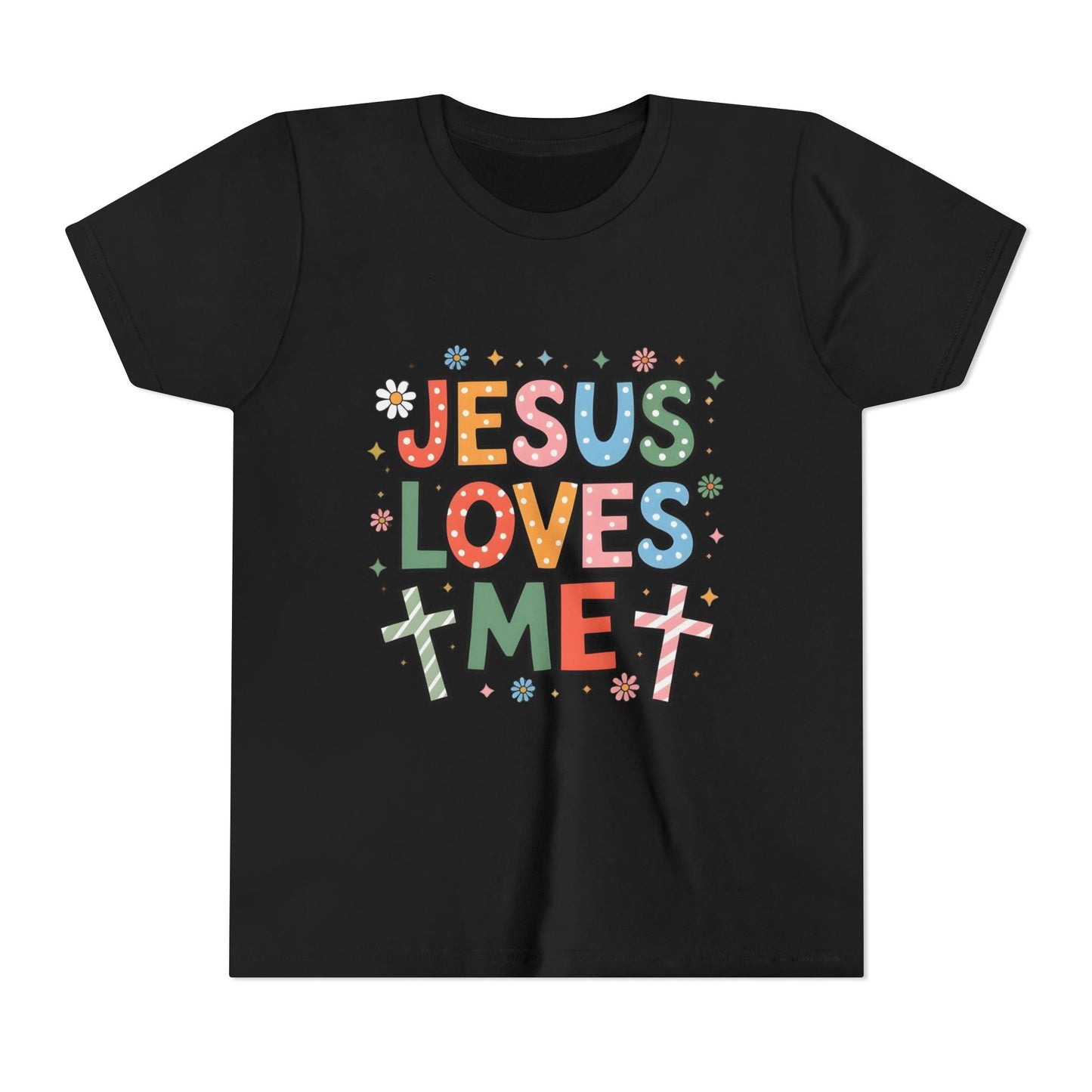 Youth Tee — "Jesus Loves Me" Colorful Christian Kids T-Shirt