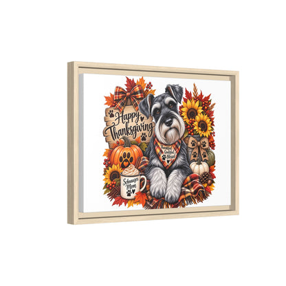 Happy Thanksgiving Schnauzer Framed Canvas — Autumn Dog Wall Art