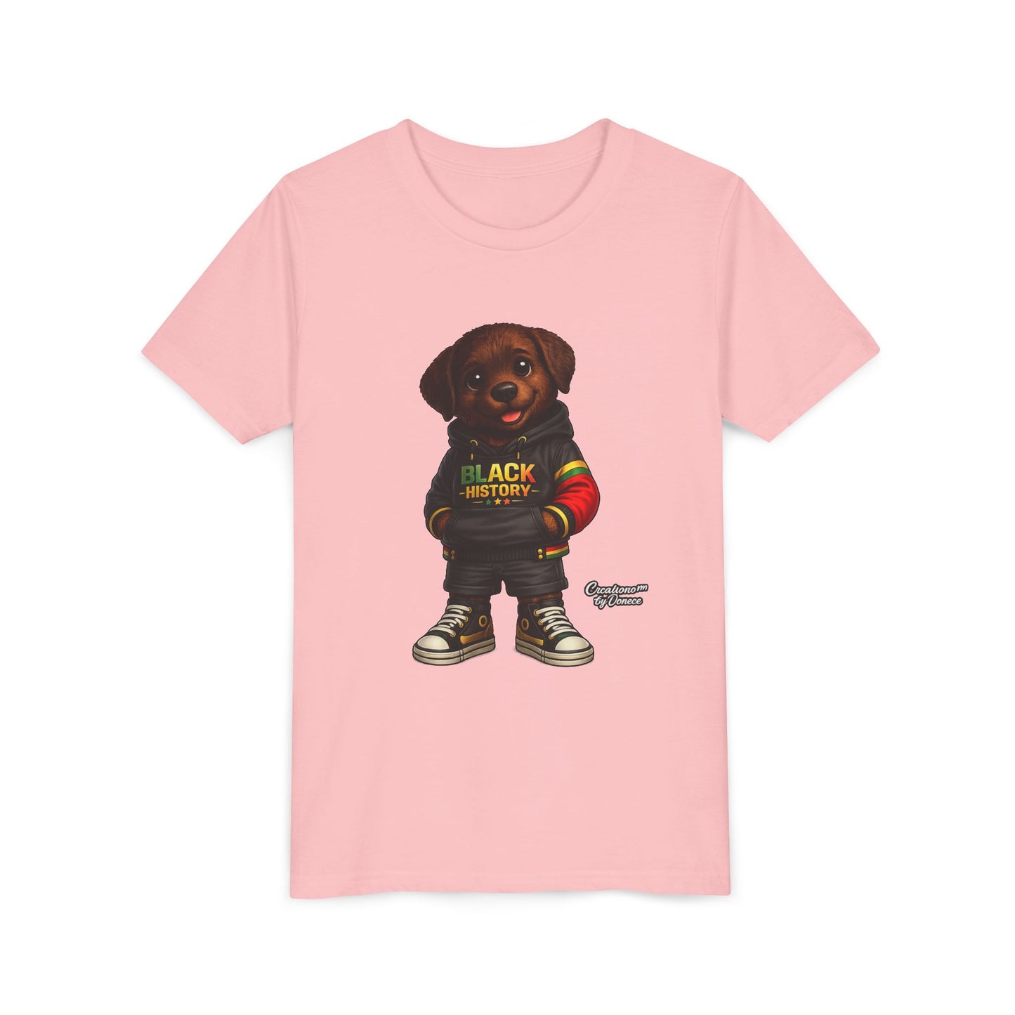 Youth Tee — Cute Puppy 'Black History' Graphic Shirt