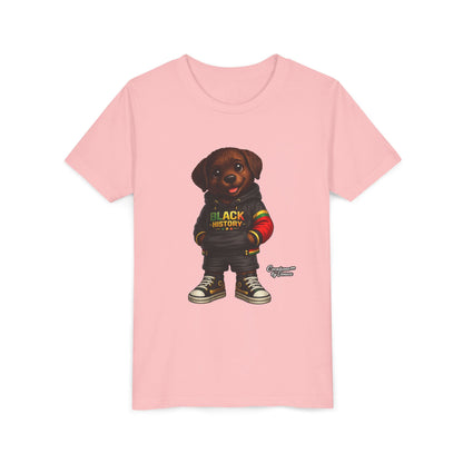 Youth Tee — Cute Puppy 'Black History' Graphic Shirt