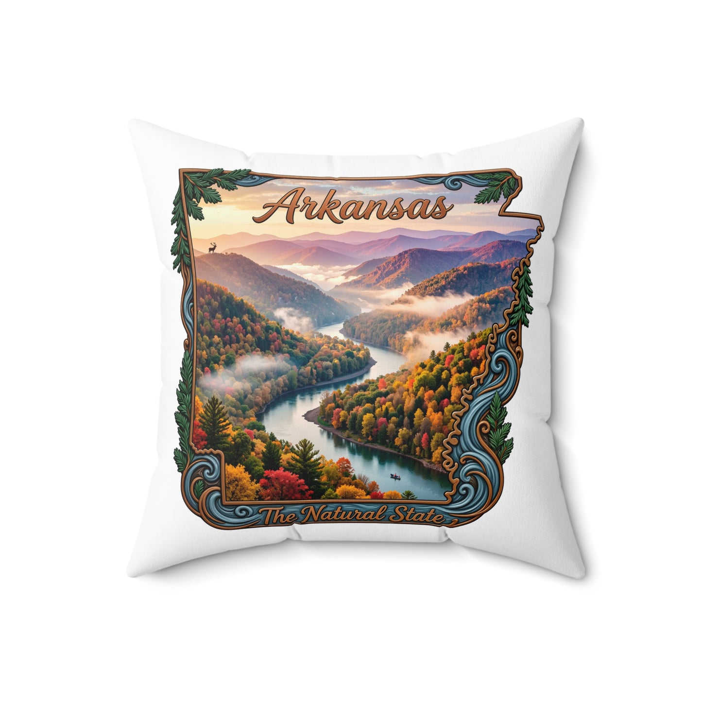 Arkansas Scenic River Pillow — 'The Natural State' Decorative Throw