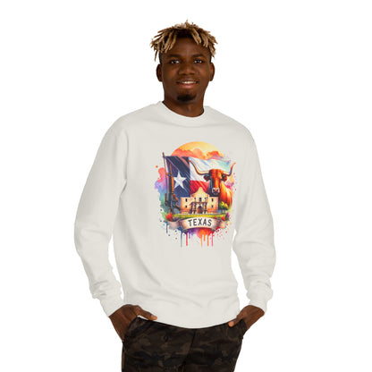 Texas Watercolor Flag Sweatshirt — Longhorn & Alamo Graphic