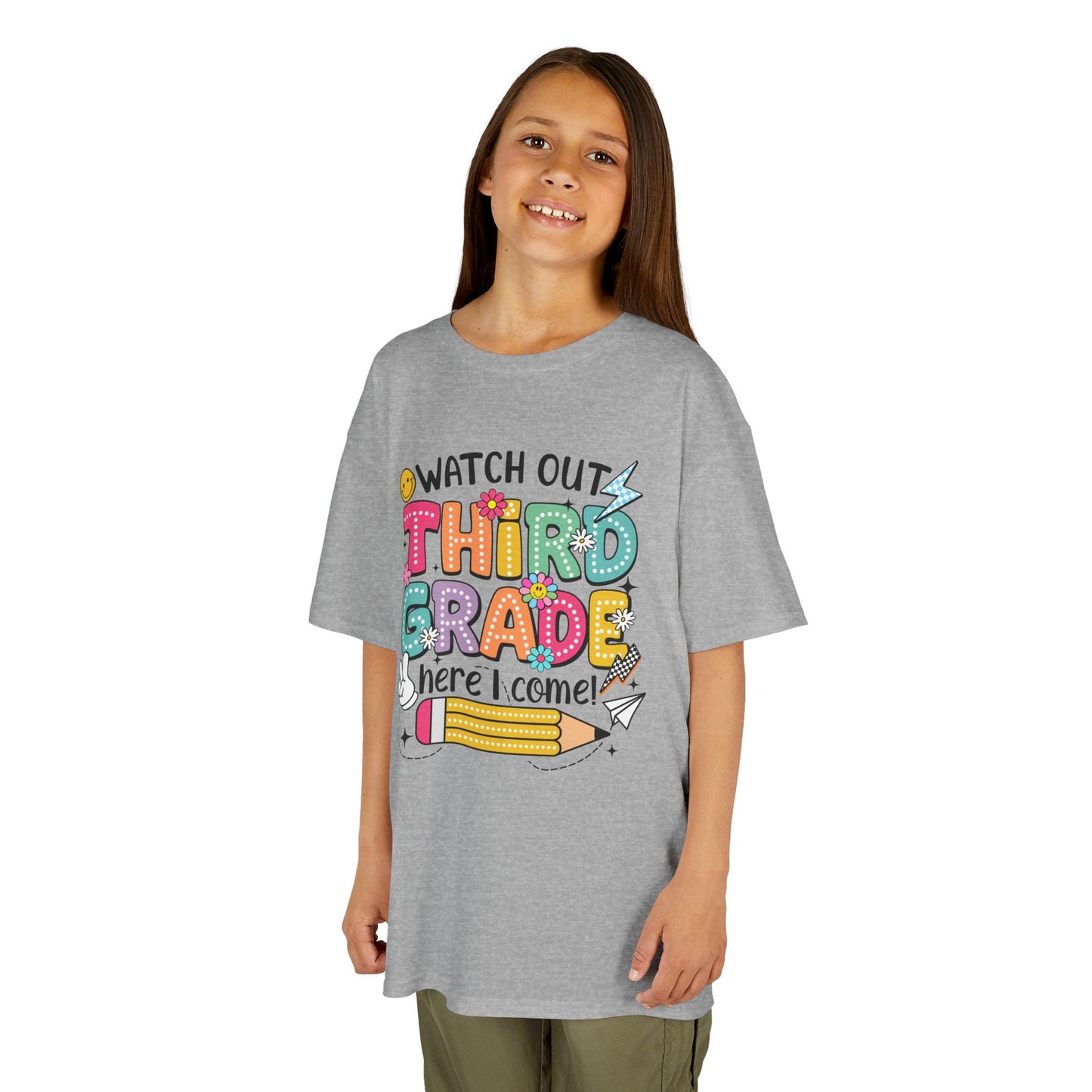 Third Grade Back to School Kids Tee — "Watch Out Third Grade Here I Come"
