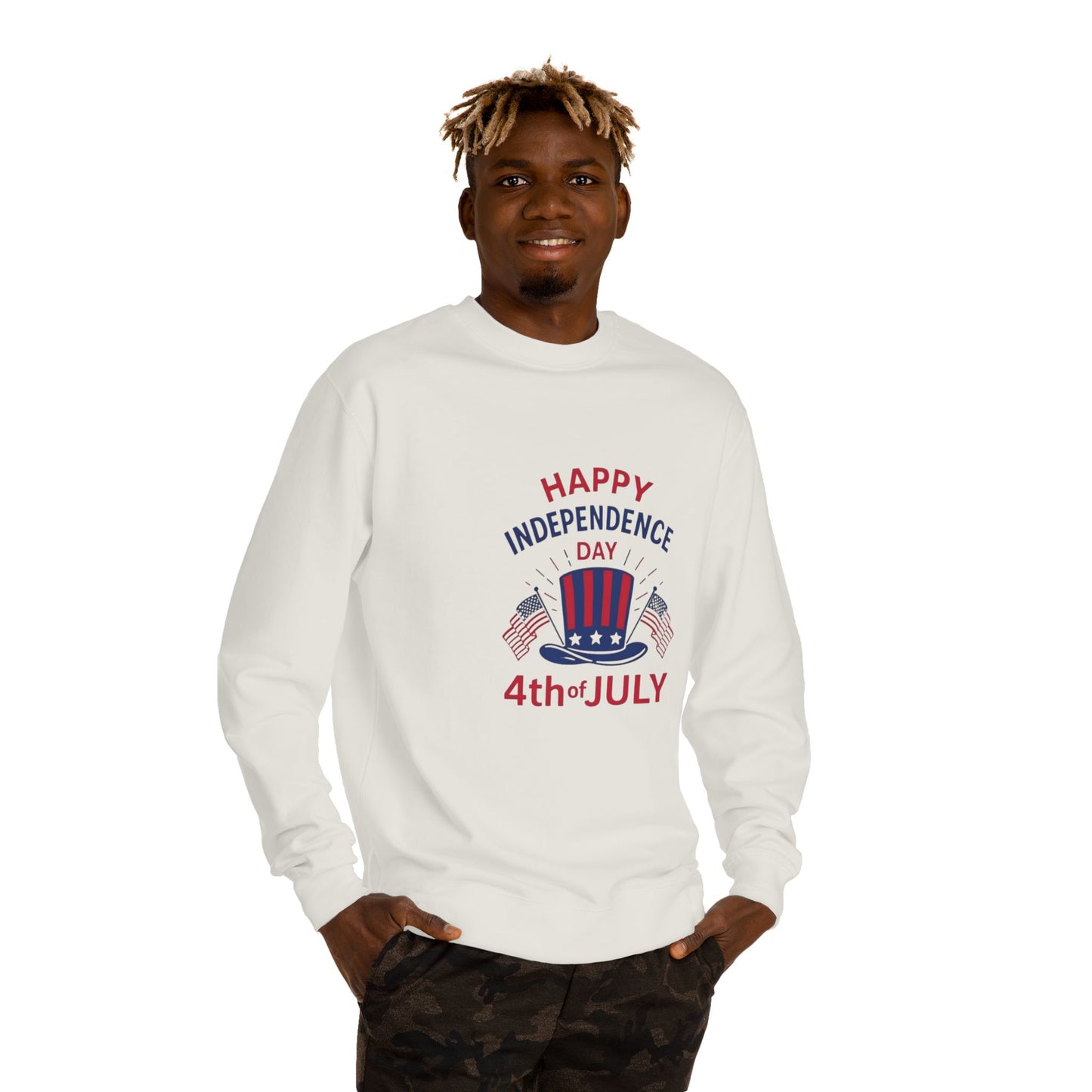 4th of July Sweatshirt – "Happy Independence Day" Patriotic Crewneck