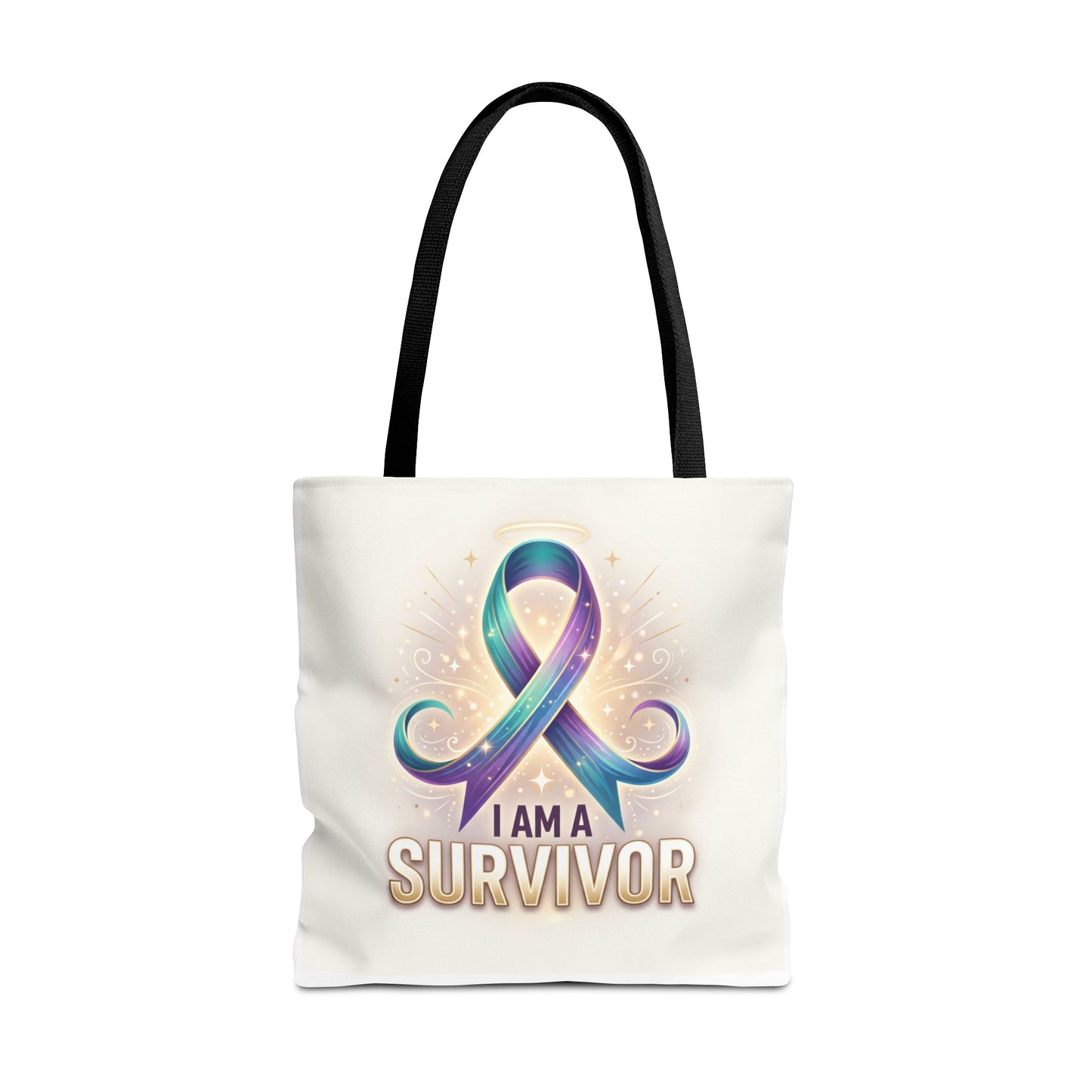 Survivor Ribbon Tote Bag - "I Am a Survivor" Awareness Reusable Shopper