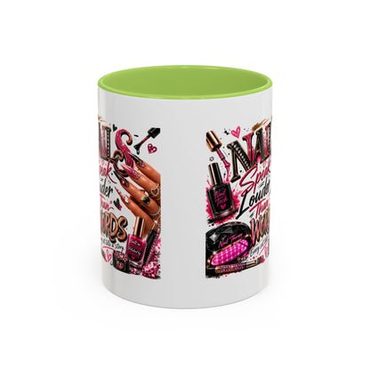 Nails Speak Louder Than Words Accent Coffee Mug — Pink Manicure Beauty Gift (11/15oz)