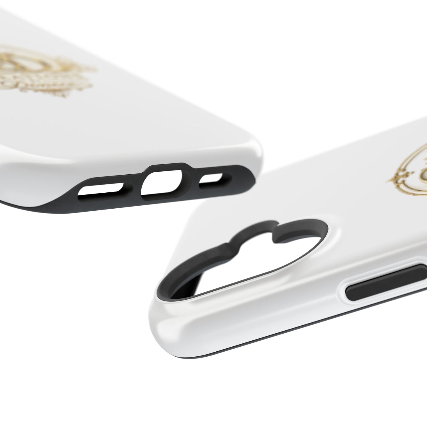 Magnetic Impact-Resistant Phone Case — Gold Floral Crest Logo