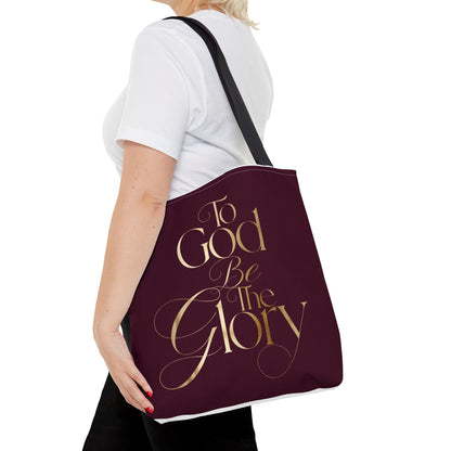 To God Be The Glory Burgundy Tote Bag — Inspirational Christian Scripture Tote