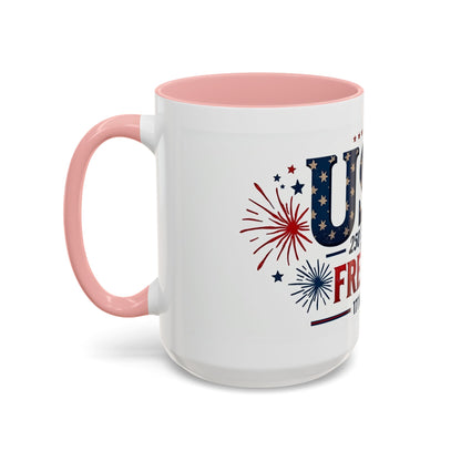 USA 250 Years of Freedom Accent Coffee Mug – 1776–2026 Patriotic Fourth of July Gift