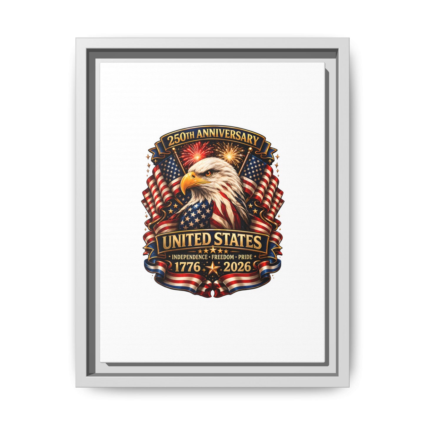 Patriotic Eagle 250th Anniversary Framed Canvas Print — United States 1776–2026