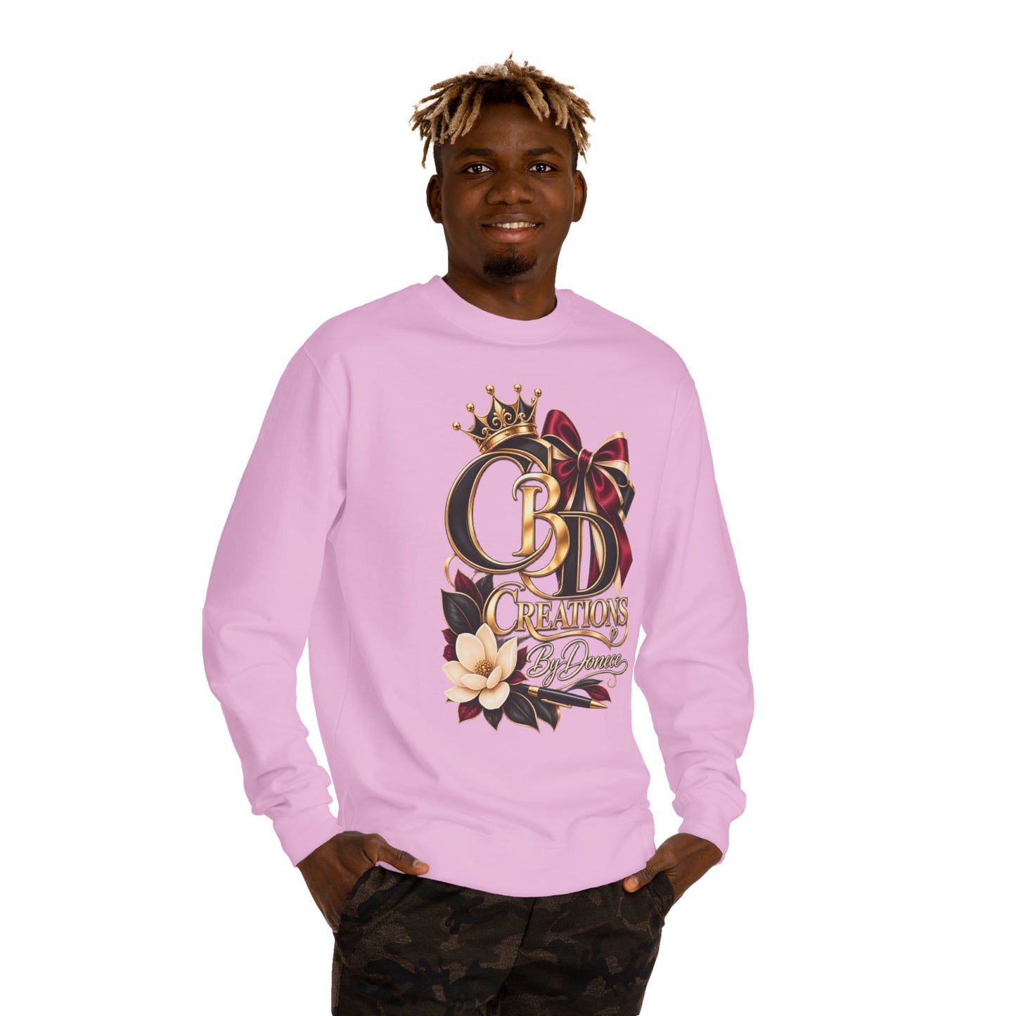 CB Creations Crown Logo Sweatshirt — Floral Ribbon Graphic Crewneck