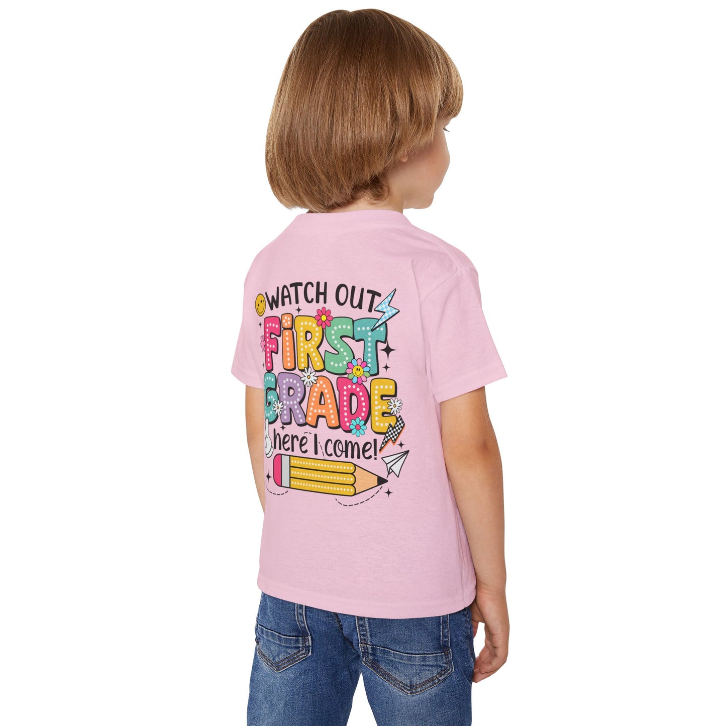First Grade Toddler T‑Shirt – "Watch Out First Grade Here I Come!" Back‑To‑School Tee