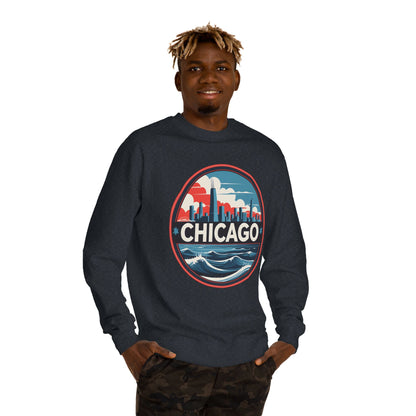 Chicago Skyline Crewneck Sweatshirt — Retro Cityscape Lakefront Design