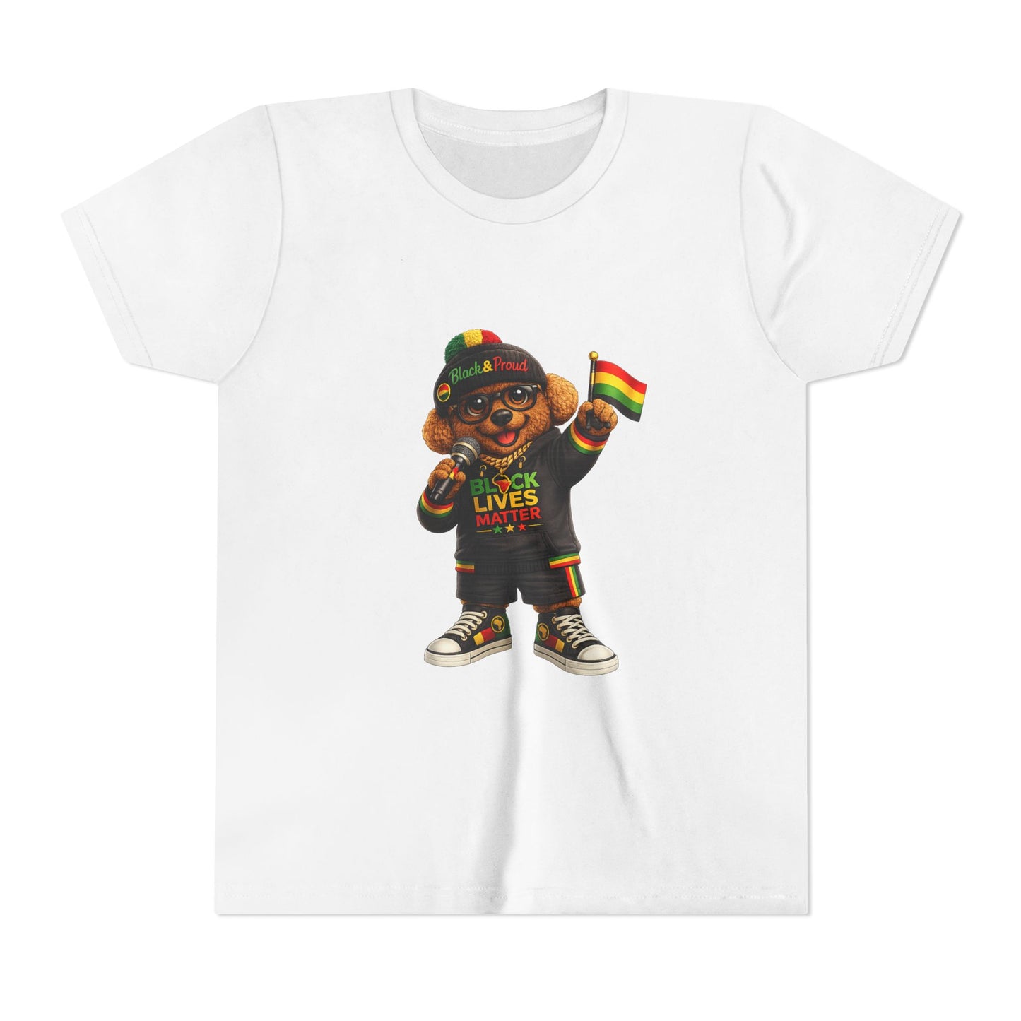 Youth Tee — Kid Bear Black Lives Matter Rasta Flag Shirt