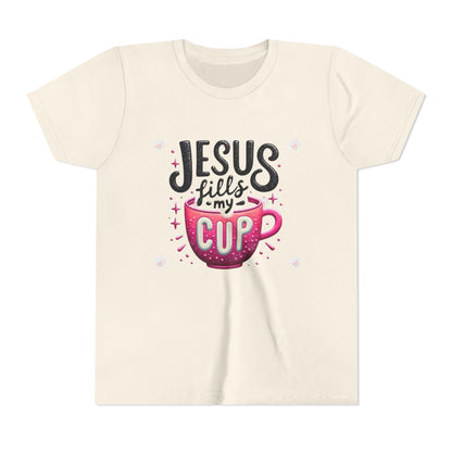 Jesus Fills My Cup Youth Tee — Christian Faith Kids Shirt