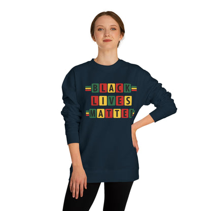 Black Lives Matter Crewneck Sweatshirt — Pan-African Block Letter Design