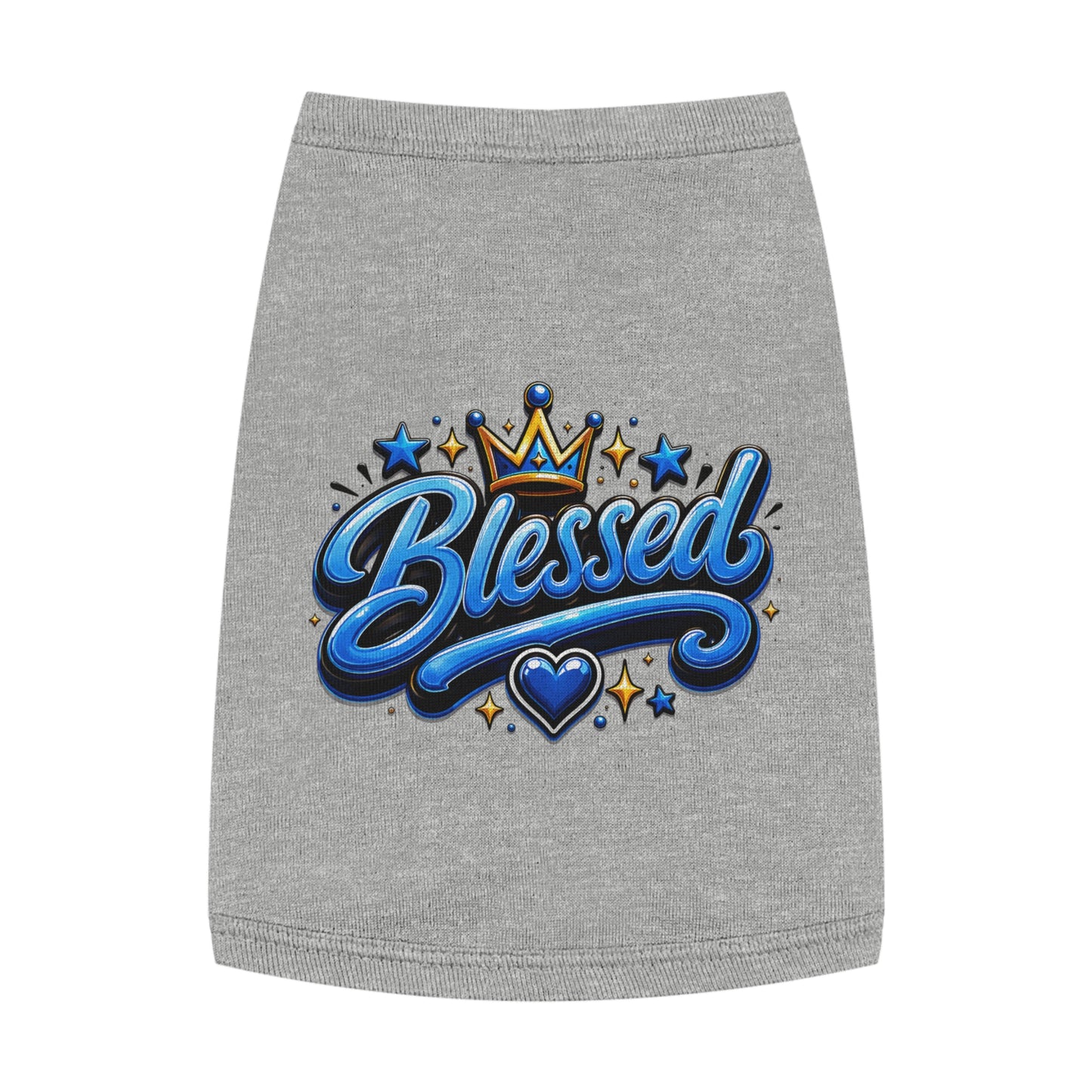 Blessed Pet Tank Top - Blue Crown & Heart Puppy Shirt