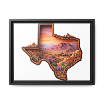 Framed Texas Landscape Matte Canvas — Desert Sunset State Art Print