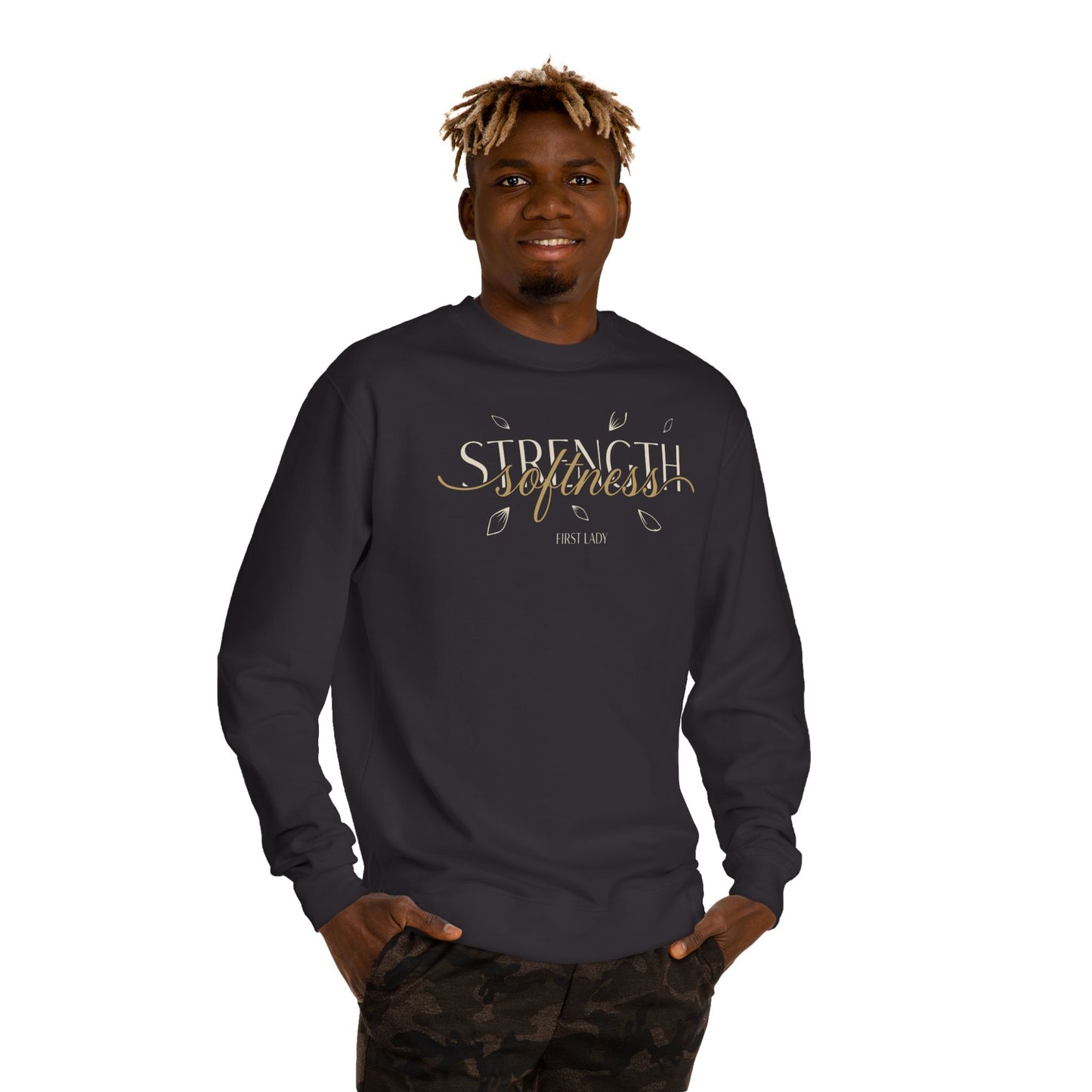 Strength & Softness Sweatshirt — Inspirational Christian Crewneck (Psalm 46:1)