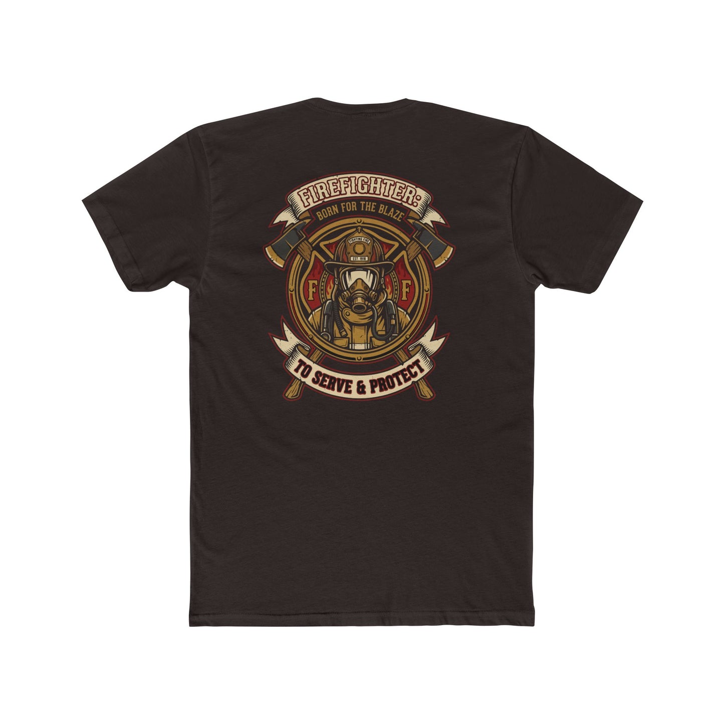 Firefighter Tribute Tee — 'To Serve & Protect' Helmet Maltese Cross Design