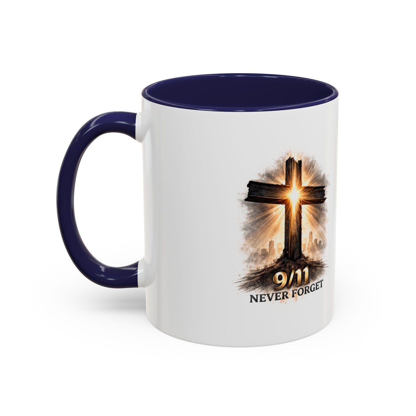 9/11 Never Forget Coffee Mug — Religious Memorial Accent Mug