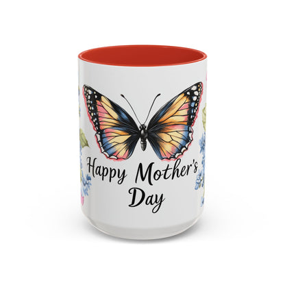Mother's Day Butterfly Floral Accent Coffee Mug – "Happy Mother's Day"