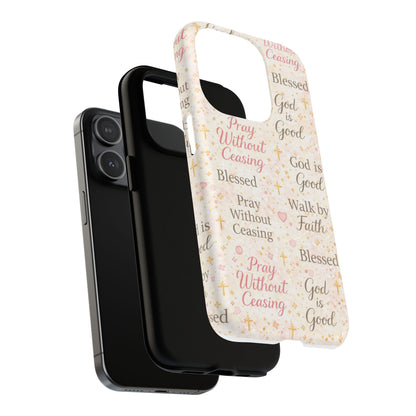 Christian Faith Magnetic Phone Case — "Pray Without Ceasing" Patterned Tough Case