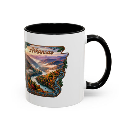 Arkansas Scenic Coffee Mug — Vintage State Map River Landscape (11/15 oz)