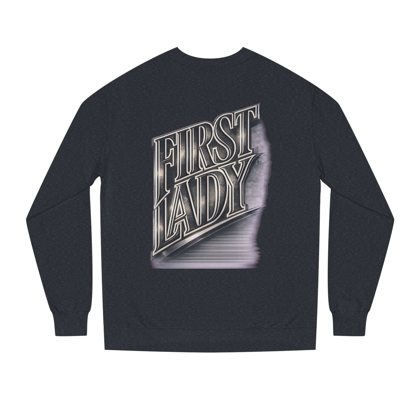 First Lady Graphic Sweatshirt — Retro Metallic Typography Crewneck