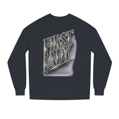 First Lady Graphic Sweatshirt — Retro Metallic Typography Crewneck
