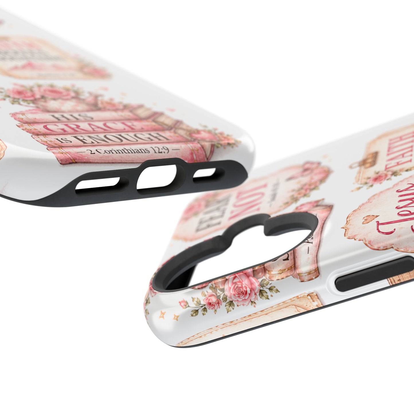 Christian Phone Case - "Fear Not, Faith Moves Mountains, Jesus Saves" Floral Magnetic Impact-Resistant Case