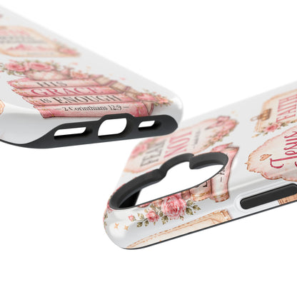 Christian Phone Case - "Fear Not, Faith Moves Mountains, Jesus Saves" Floral Magnetic Impact-Resistant Case