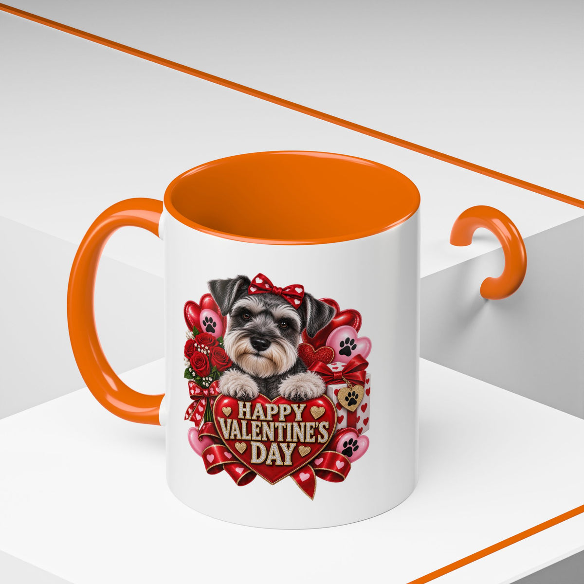 Valentine’s Day Dog Coffee Mug — "Happy Valentine’s Day" Accent Mug