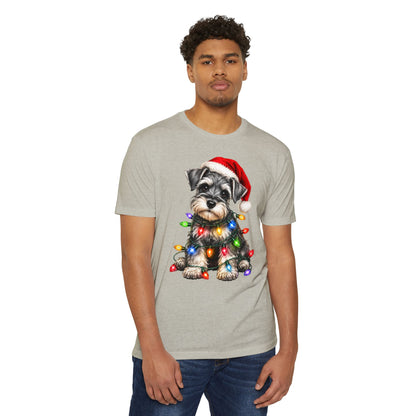 Schnauzer Puppy in Christmas Lights Tee