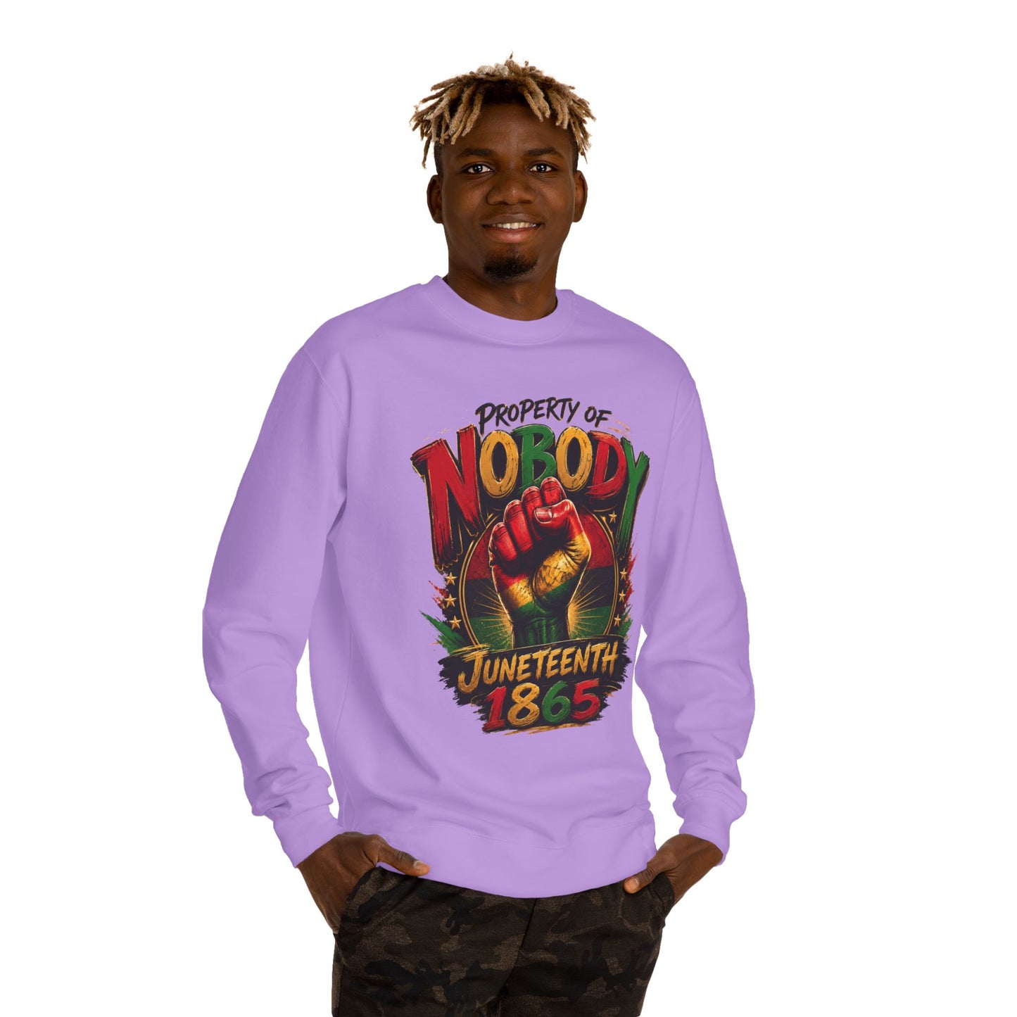 Juneteenth 1865 Sweatshirt — "Property of Nobody" Fist Crewneck