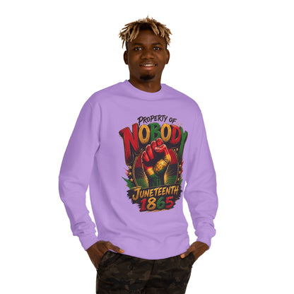 Juneteenth 1865 Sweatshirt — "Property of Nobody" Fist Crewneck
