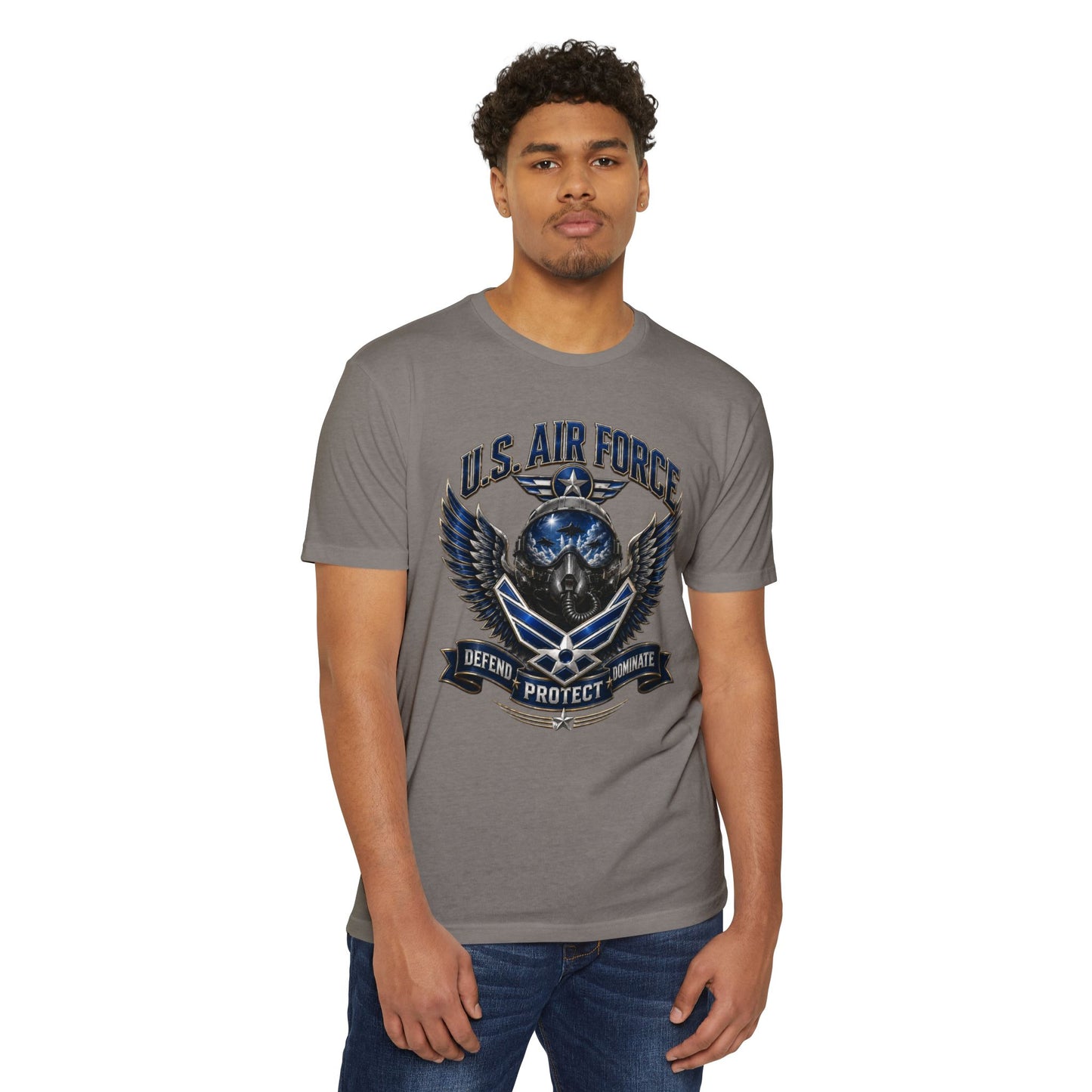 U.S. Air Force Skull Wings T-Shirt — Defend Protect Dominate Military Tee