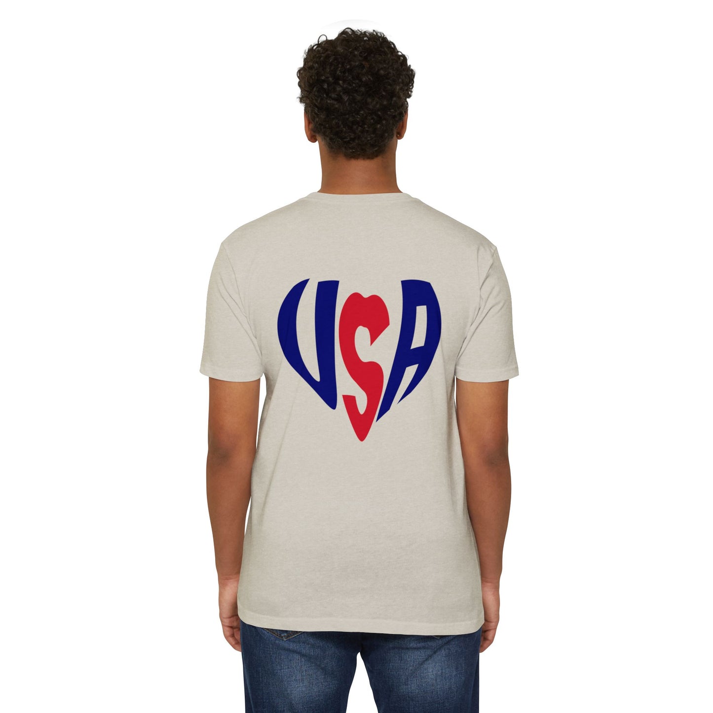 USA Heart T-Shirt — Patriotic Red & Blue Tee for 4th of July