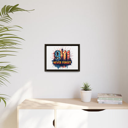 Framed Canvas Wall Art — “9·11 Never Forget” Memorial Print