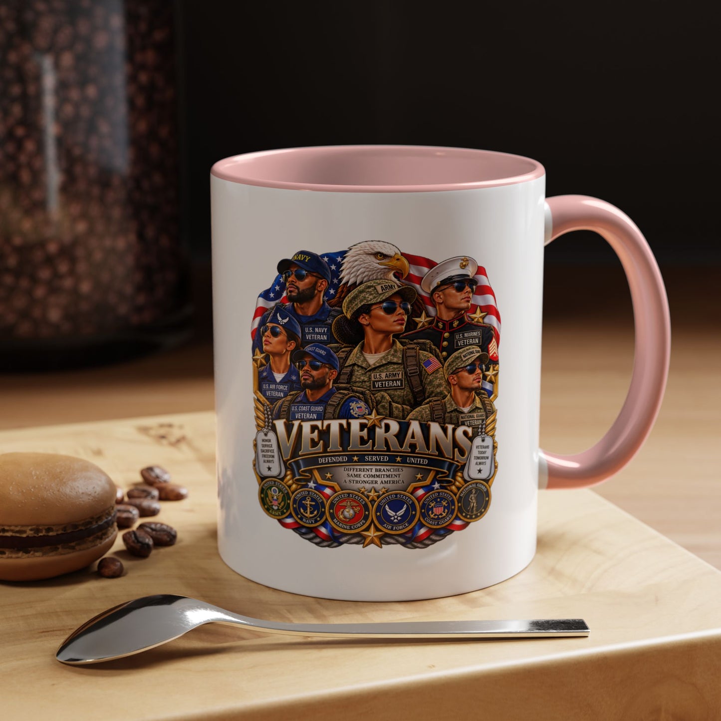 Veterans Tribute Accent Coffee Mug — Patriotic Military Veteran Gift (11/15oz)