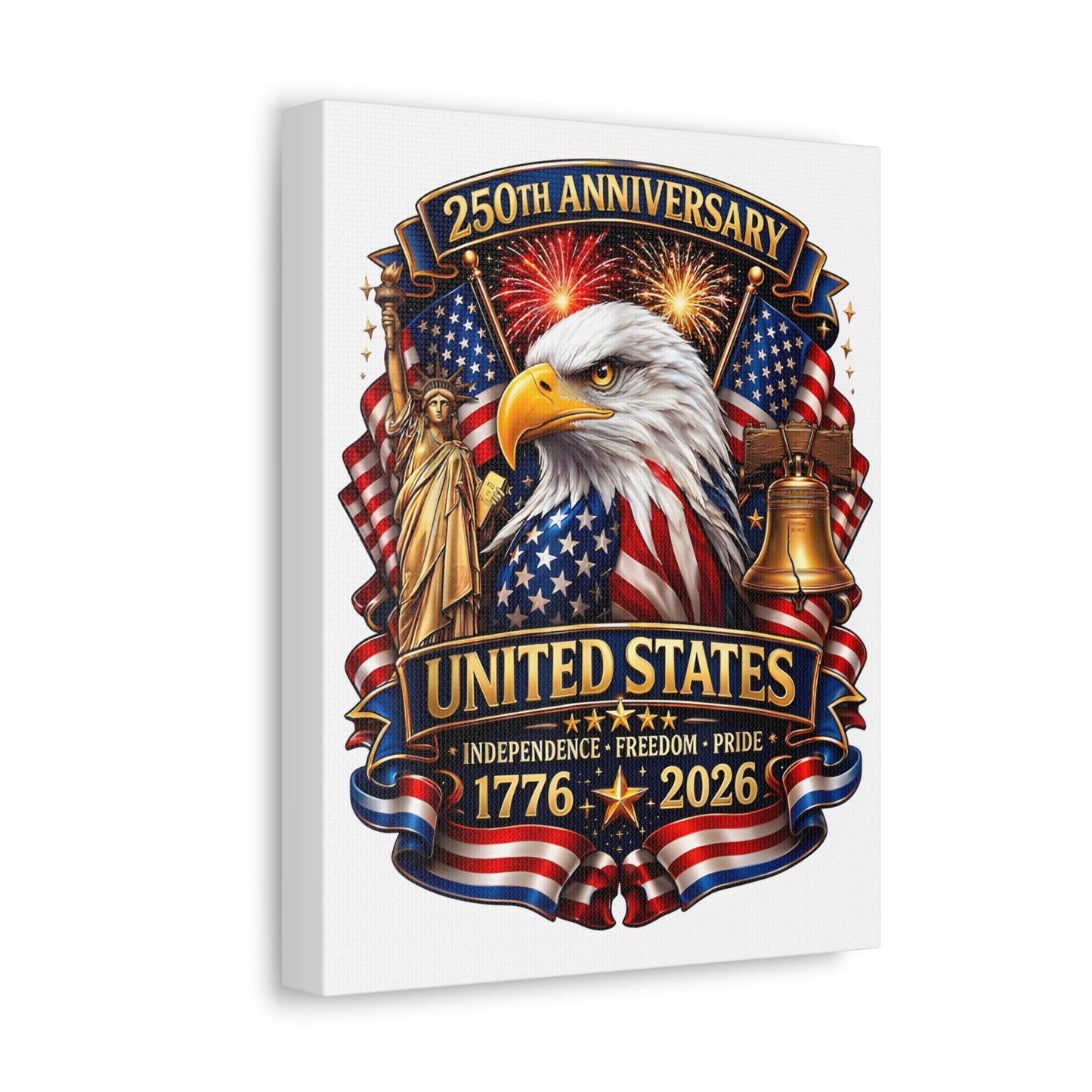 United States 250th Anniversary Stretched Canvas — 1776–2026 Patriotic Eagle Wall Art