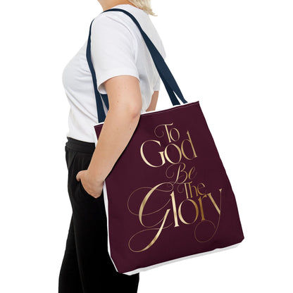 To God Be The Glory Burgundy Tote Bag — Inspirational Christian Scripture Tote