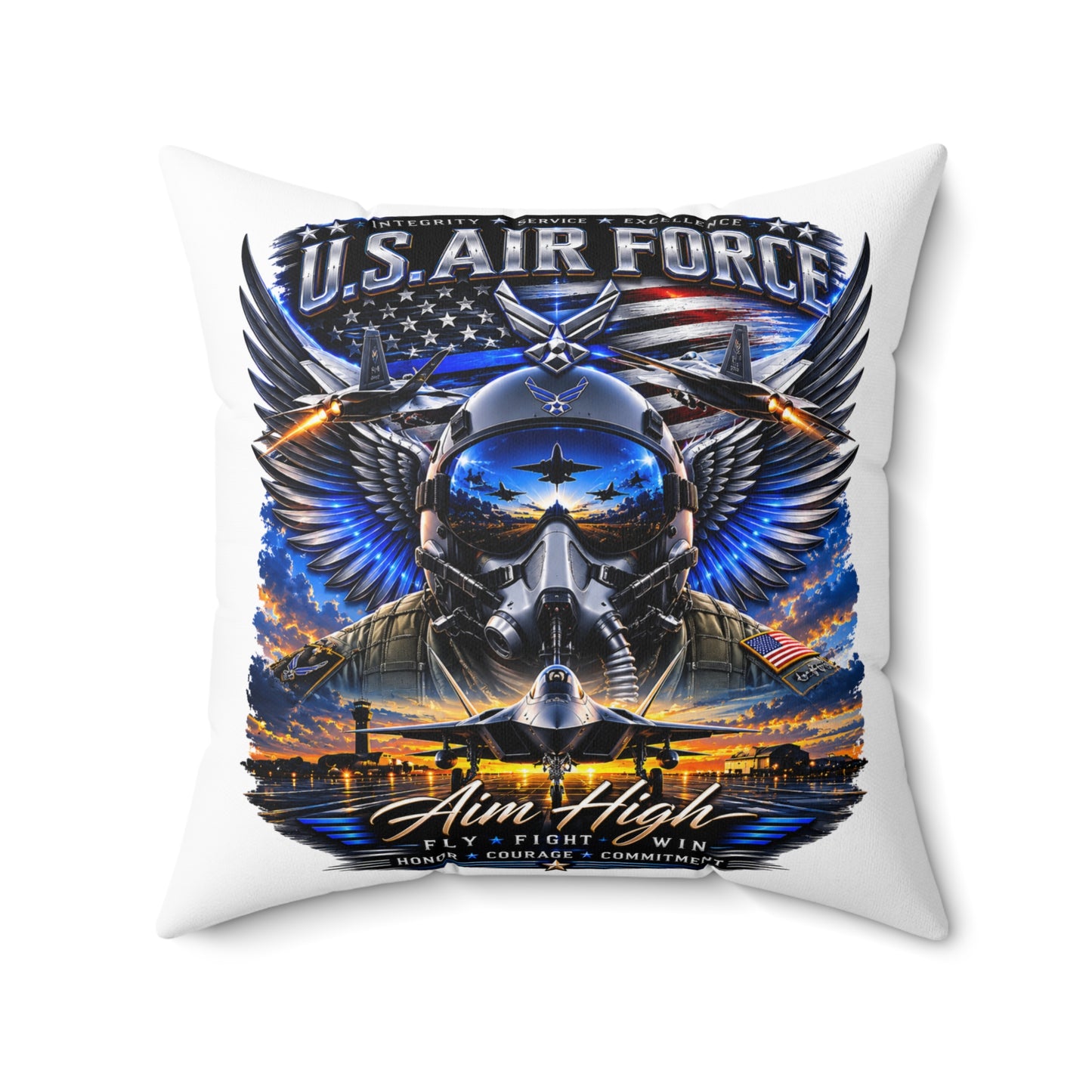 U.S. Air Force 'Aim High' Decorative Pillow — Military Aviation Throw Pillow